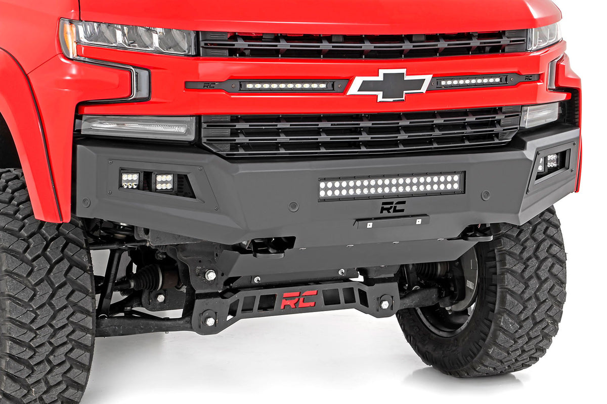 High Clearance Front Bumper | LED Lights &amp; Skid Plate | Chevy Silverado 1500 (19-22)