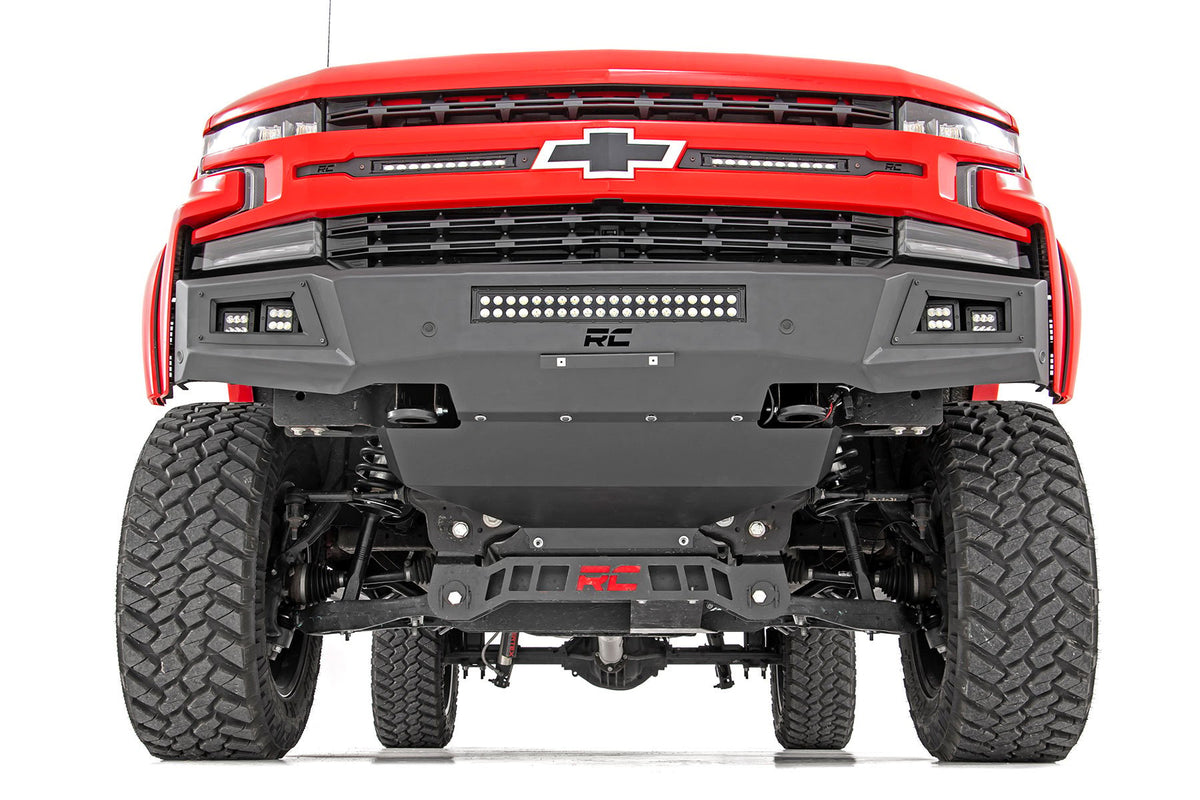 High Clearance Front Bumper | LED Lights &amp; Skid Plate | Chevy Silverado 1500 (19-22)