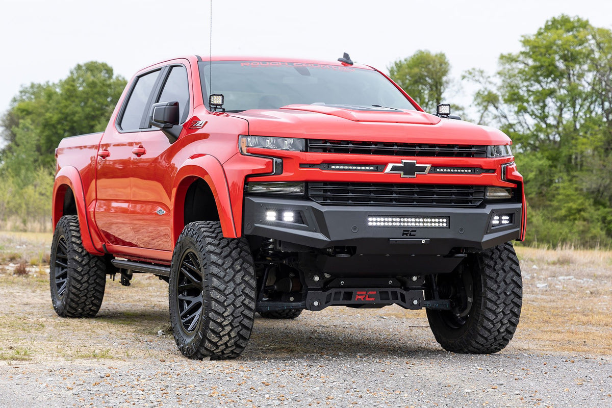 High Clearance Front Bumper | LED Lights &amp; Skid Plate | Chevy Silverado 1500 (19-22)