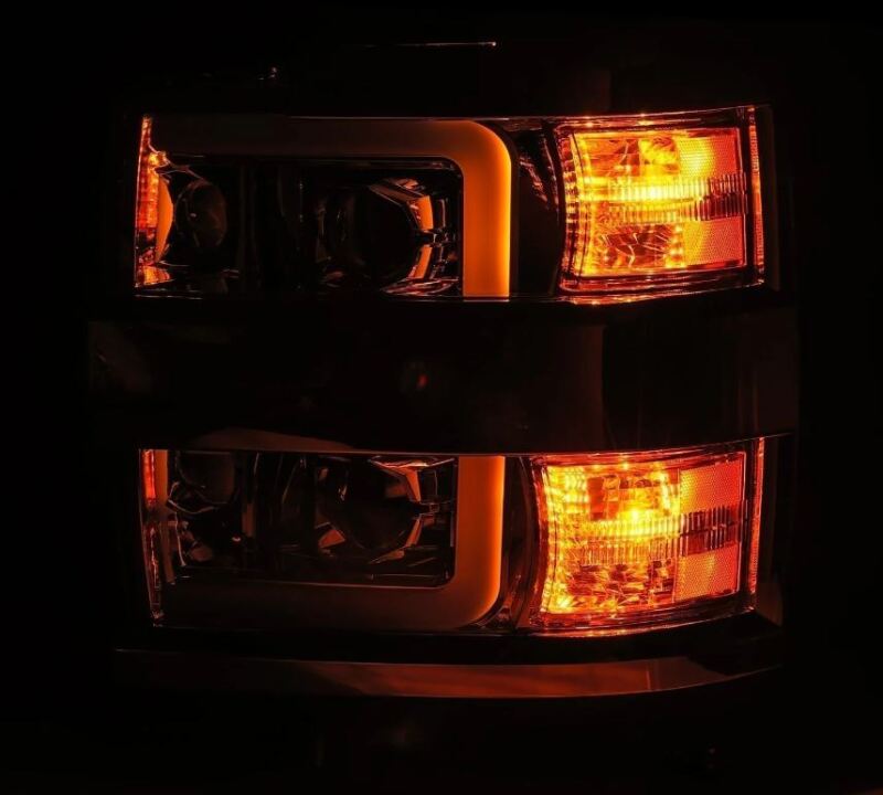 AlphaRex 15-19 Chevy Silverado 2500/3500 LUXX-Series Proj. Headlights Blk w/Actv SeqSig &amp; SBDRL - 880098