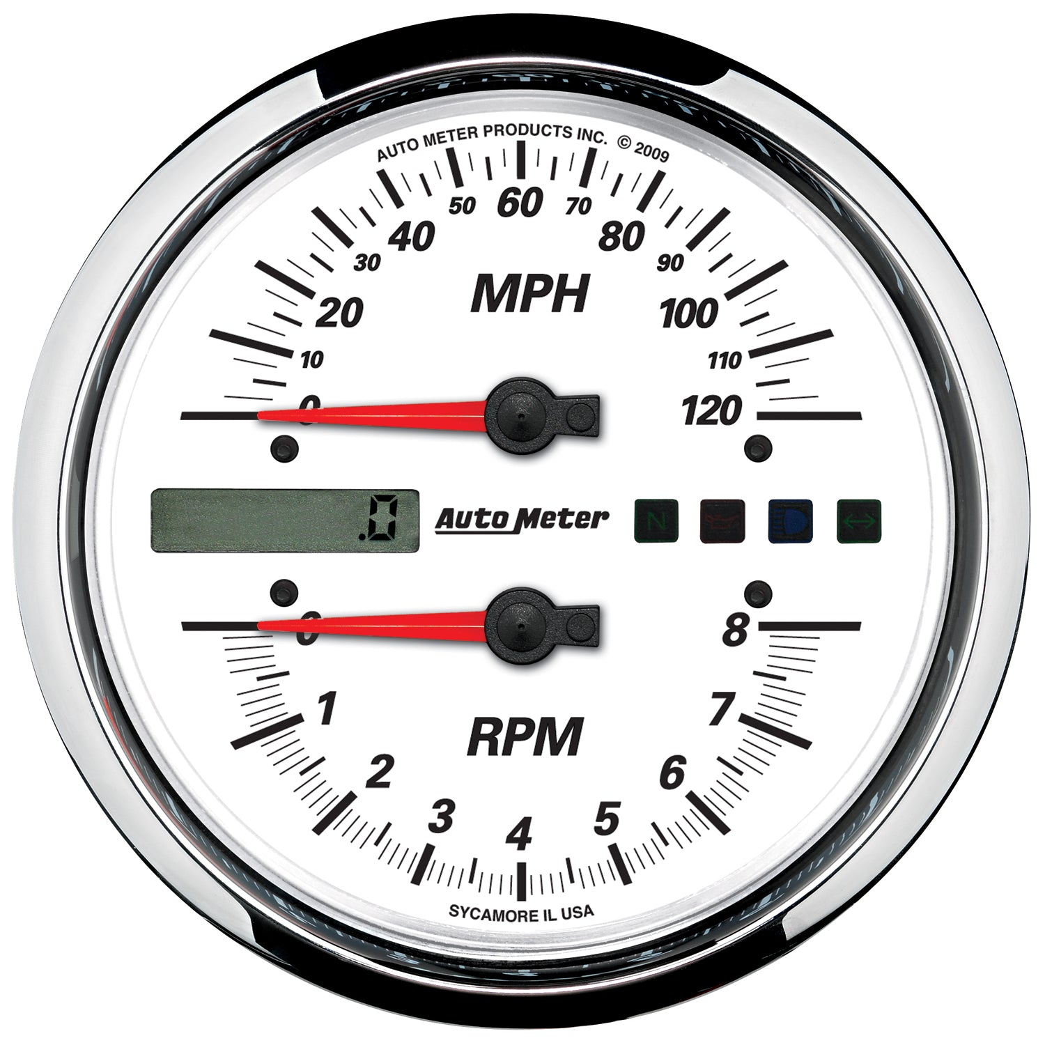 Autometer Pro-Cycle Gauge Tach/Speedo 4 1/2in 8K Rpm/120 Mph White - 19467