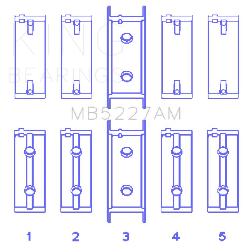 King Engine Bearings Mitsubishi 4G63/4G63T (->92) (Size +0.50mm) Main Bearing Set - MB5227AM0.5