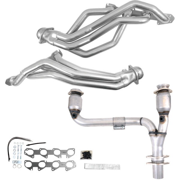 BBK 09-24 Ram 1500 Hemi 5.7L 1-3/4 Long Tube Headers w/High Flow Catted Y-Pipe (Silver Ceramic) - 19503