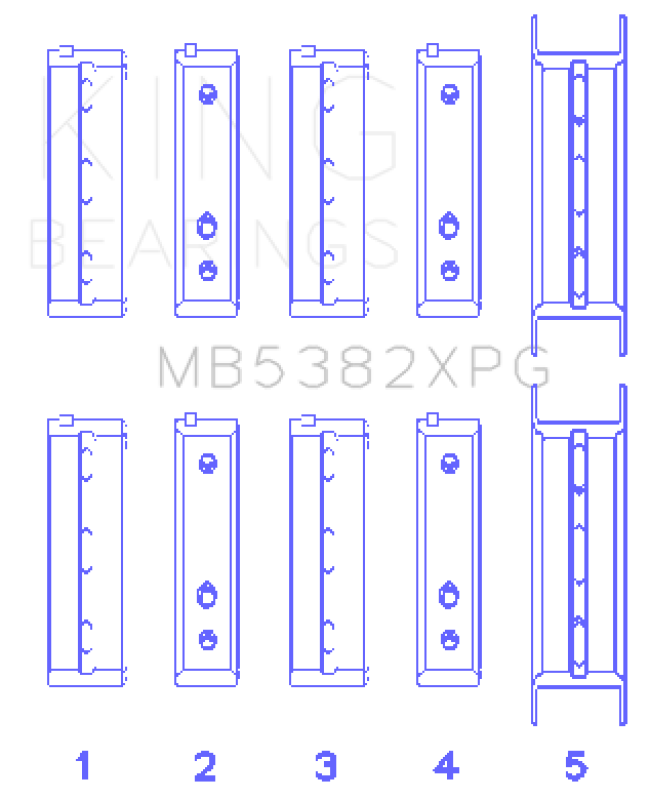 King Subaru EJ20/EJ22/EJ25 (For Thrust in #5 Position) Tri-Metal Perf Main Bearing Set - Size STDX - MB5382XPGSTDX