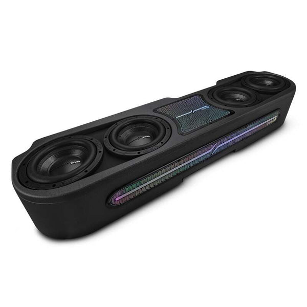 DS18 Jeep Gladiator JT 2020-UP 4 x 8in Subwoofers Included (ZR8.2D) Underseat Box Black -LED Lights - JT-S84LD for 2020 Jeep Gladiator - front view