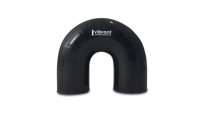 Vibrant 4 Ply Reinforced Silicone Elbow Connector - 1in ID x 5.875in Leg 180 Deg Elbow (BLACK) - 19655