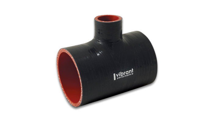 Vibrant 4 Ply Reinforced Silicone T Adapter - 2in Outlet ID x 4in OAL x 1in Branch ID (BLACK) - 19687