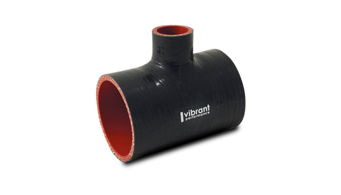 Vibrant 4 Ply Reinforced Silicone T Adapter - 3in Outlet ID x 4in OAL x 1in Branch ID (BLACK) - 19691