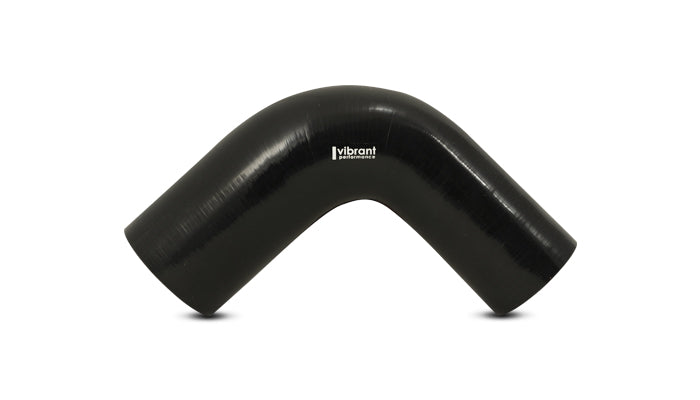 Vibrant 2in ID x 2.25in ID x 4in Long Gloss Black Silicone 90 Degree Transition Elbow - 19789