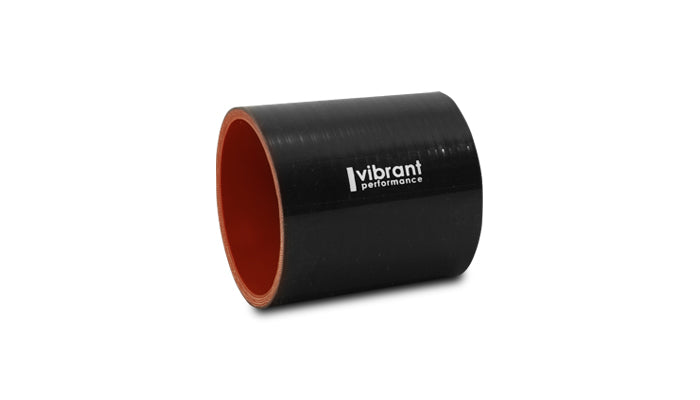 Vibrant 2-1/8in I.D. x 3in Long Gloss Black 4 Ply Aramid Reinforced Silicone Hose Coupling - 19825
