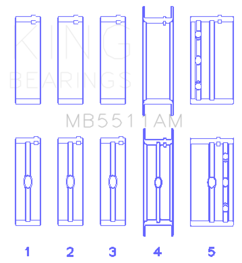 King GM V8 OHV 16 Valve (Size STD) Main Bearing Set - MB5511AM