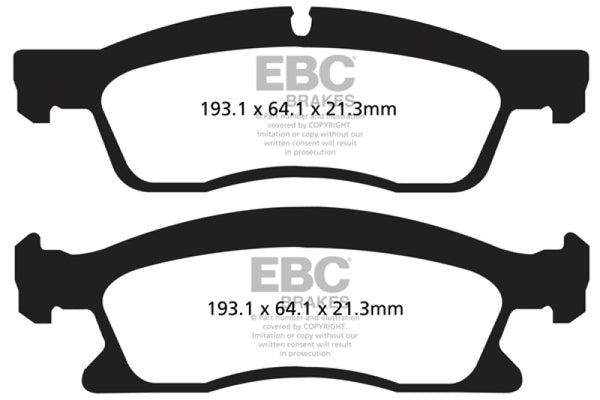 EBC 13+ Dodge Durango 5.7 Ultimax2 Front Brake Pads - UD1629 for 2013-2026 Dodge Durango - front view