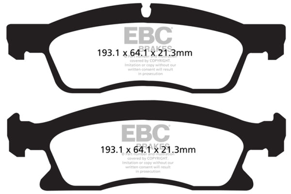 EBC 13+ Dodge Durango 5.7 Ultimax2 Front Brake Pads - UD1629 for 2013-2026 Dodge Durango - front view
