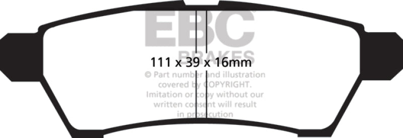 EBC 05+ Nissan Frontier 2.5 2WD Ultimax2 Rear Brake Pads - UD1100 for 2005-2026 Nissan Frontier - front view