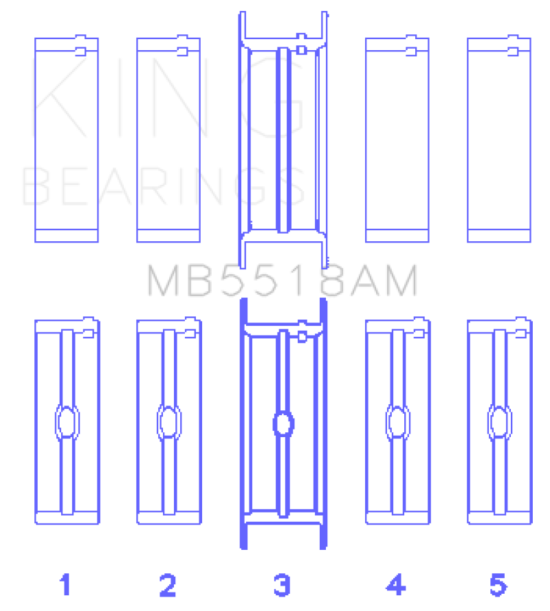 King AMC / Jeep 390 & 401 (Undersize 0.20IN) Crankshaft Main Bearing Set - MB5518AM020