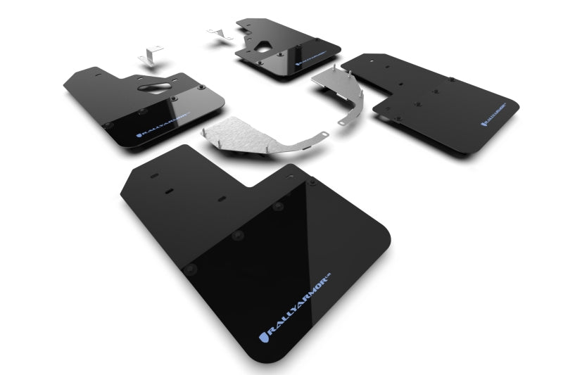 Rally Armor 21-24 Ford Bronco (Steel Bmpr + RR - NO Rptr/Sprt) Blk Mud Flap w/Area Blue Logo - MF85-RR-ST-ABL