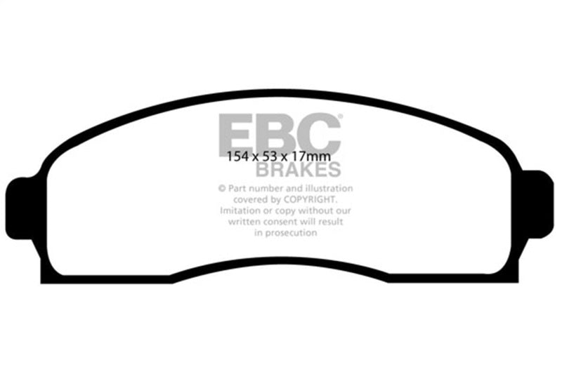 EBC 02-05 Ford Explorer 4.0 2WD Ultimax2 Rear Brake Pads - UD881 for 2002-2005 Ford Explorer - front view