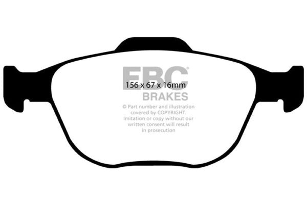 EBC 02-04 Ford Focus 2.0 SVT Ultimax2 Front Brake Pads - UD970 for 2010-2021 Ford Transit Connect - front view