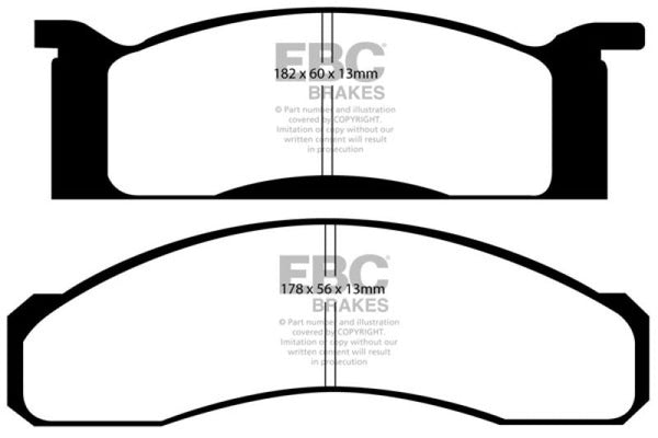 EBC 70 Ford Fairlane 4.1 Yellowstuff Front Brake Pads - DP41158R for 1968-1974 Mercury Cougar - front view