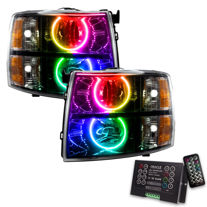 Oracle 07-13 Chevy Silverado SMD HL - Blk - Round Style - ColorSHIFT w/ 2.0 Cntrl SEE WARRANTY - 7105-333