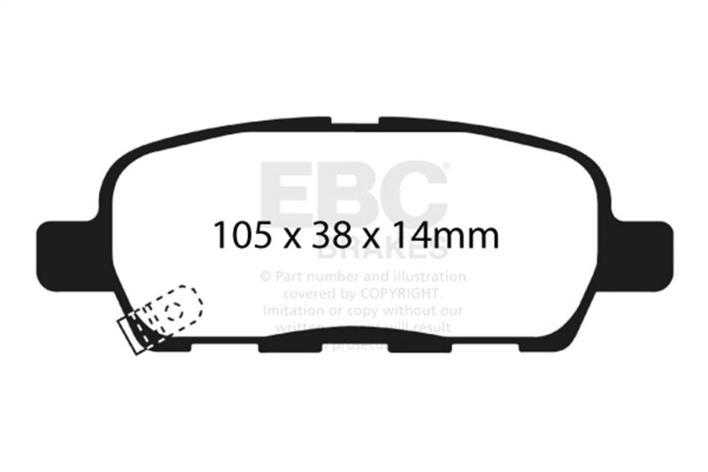 EBC 03-05 Infiniti FX35 3.5 Ultimax2 Rear Brake Pads - UD905 for 2003-2014 Nissan Murano - front view