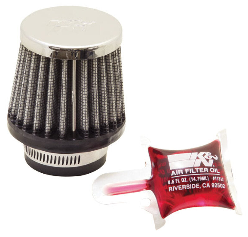 K&amp;N Universal Chrome Filter 1 3/8 inch FLG / 2 1/2 inch Base / 2 inch Top / 2 1/4 inch Height - RC-0790