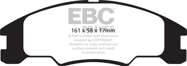 EBC 10-11 Ford Focus 1.6 Ultimax2 Front Brake Pads - UD1339 for 2008-2011 Ford Focus - front view