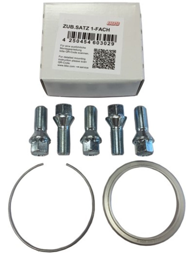 BBS PFS KIT - Volvo 5x108 - Includes 70mm OD - 63.3mm ID Ring / 70mm Clip / Lug Bolts - 09.31.357 by BBS