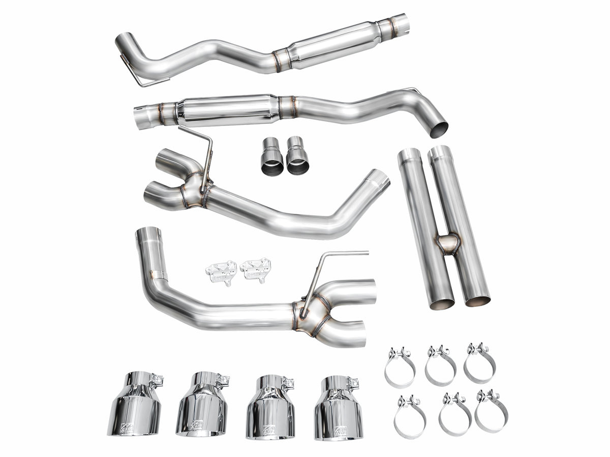AWE 2024 Ford Mustang Dark Horse S650 RWD Track Edition Catback Exhaust w/ Quad Chrome Silver Tips - 3020-42375