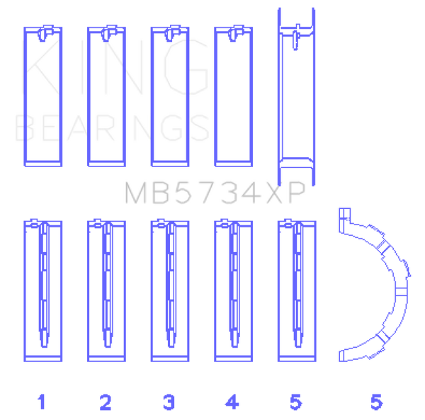 King Ford Mustang Prod 302 Coyote (Size STD) Performance Main Bearing Set - MB5734XP