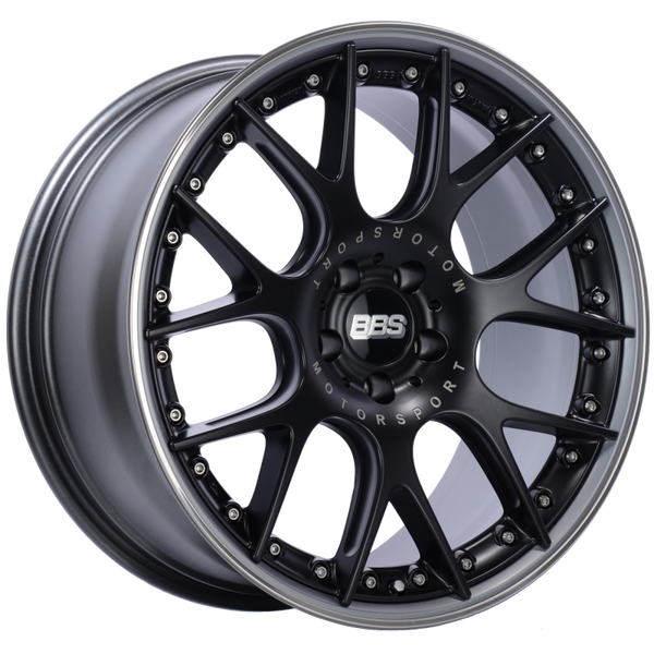 BBS CH-RII 20x9 5x120 ET25 Satin Black Center Platinum Lip SS Rim Prot Wheel -82mm PFS/Clip Req - CH653BPPO by BBS