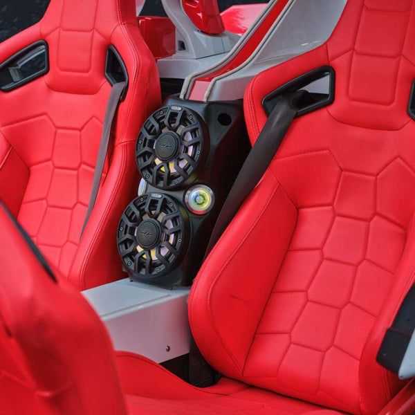 DS18 2015+ Polaris Slingshot Center Console Enclosure w/ 2x 6in NXL-IQ6/BK & PRO-TW7LD Speakers - SLG-WFCC66LD - front view