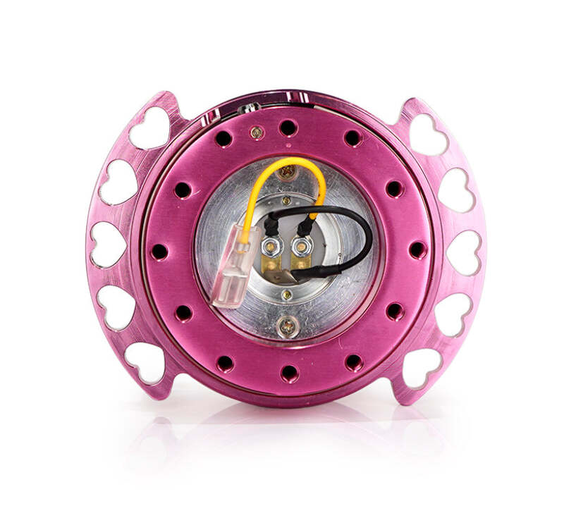 NRG Quick Release Kit - Pink Body/ Pink Heart Cutout Ring - SRK-222PK-PK - close-up view