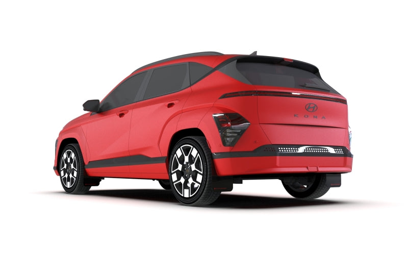 Rally Armor 2024 Hyundai Kona/Kona EV Black UR Mud Flap w/Red Logo - MF113-UR-BLK-RD