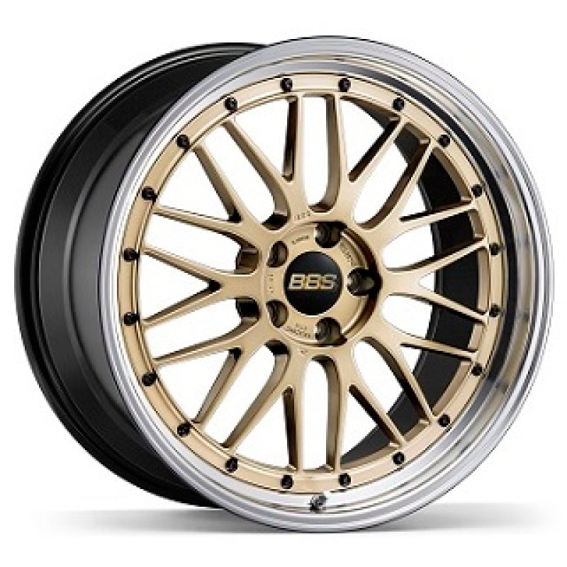 BBS LM 21x12 5x130 ET64 CB71.6 Gold Wheel w/ Diamond Cut Machined Lip - LM474GPK-BKBD by BBS