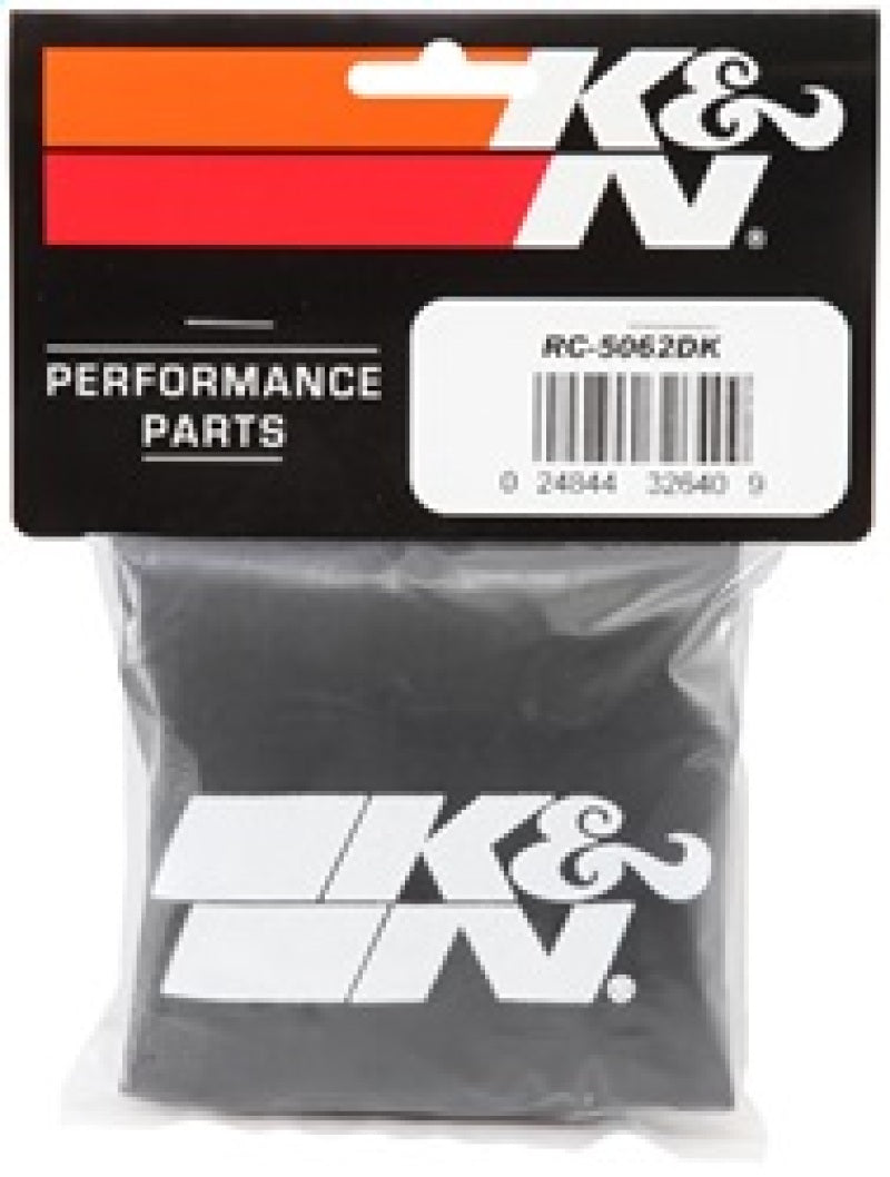 K&amp;N 4.5in Base ID x 3.5in Top ID x 6in H - Black - Round Tapered - DryCharger Air Filter Wrap - RC-5062DK