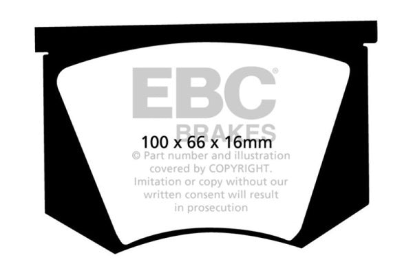 EBC 64-66 Ac Cobra 7.0 Redstuff Rear Brake Pads - DP3100C for 1964-1966 AC Shelby Cobra - front view