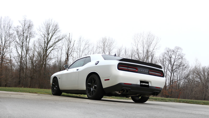 Corsa 2015-2016 Dodge Challenger Xtreme Cat-Back Dual Rear Exit with Twin 3.5in Black Pro-SeriesTips - 14985BLK