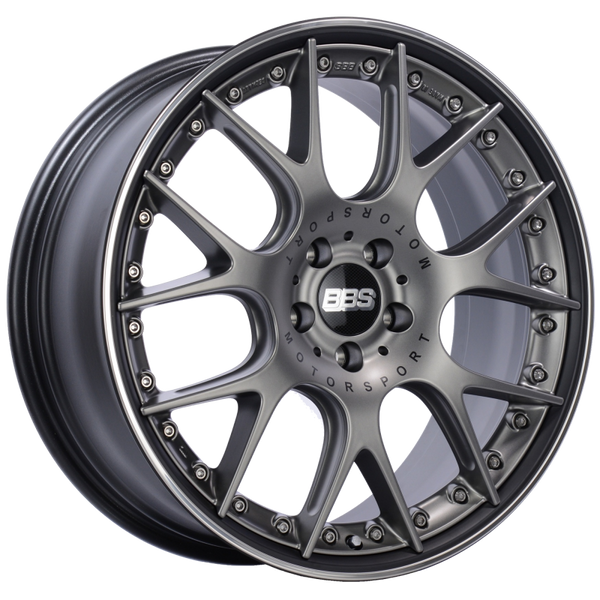 BBS CH-RII 20x8.5 5x112 ET42 Satin Platinum Center Black Lip SS Rim Prot Wheel -82mm PFS/Clip Req - CH650PBPO by BBS