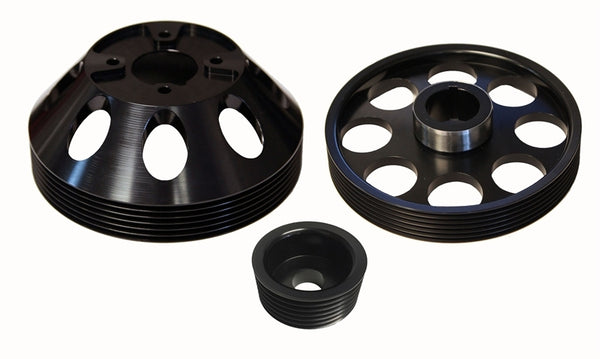 Torque Solution Lightweight WP/Crank/Alt Pulley Combo (Black): Hyundai Genesis Coupe 3.8 2010+ - TS-GEN-006B for 2010-2016 Hy