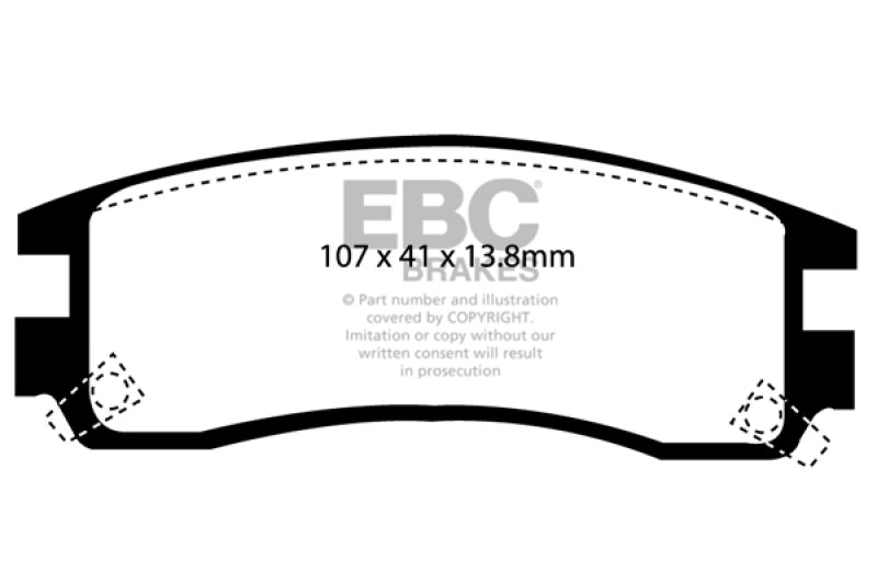 EBC 88-90 Buick Regal 2.8 Ultimax2 Front Brake Pads - UD376 for 1990-2001 Chevrolet Lumina - front view