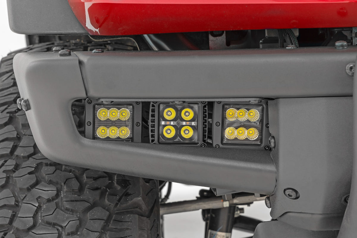 LED Light Kit | Fog Mount | Triple 2&quot; Black Pair | Flood | Ford Bronco (21-24)