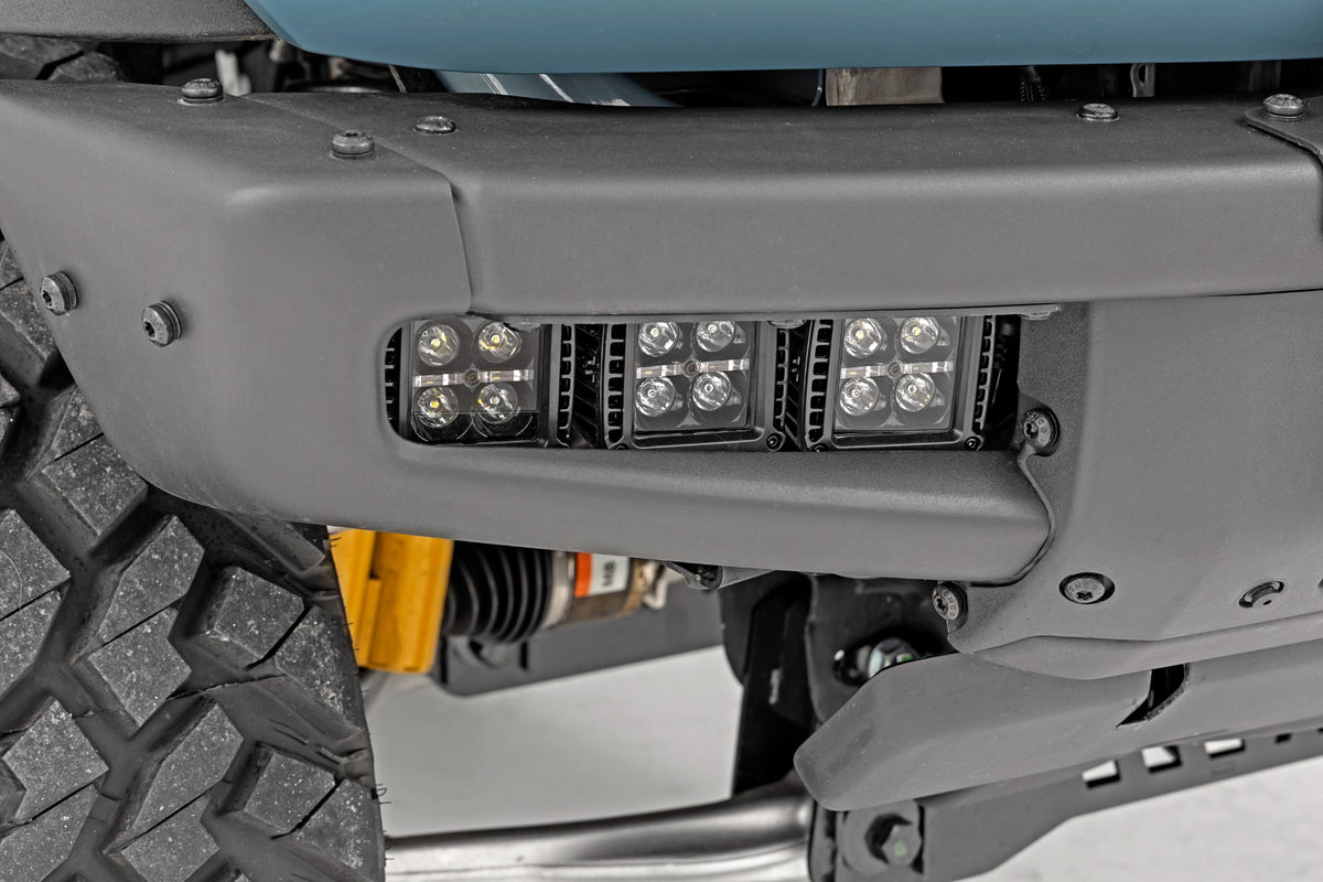 Rough Country - LED Light Kit - Fog Mount - Triple 2" Black Pair - Flood - Ford Bronco (21-25) - 51086 for 2021-2023 Ford Bro