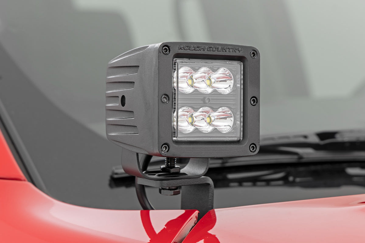 LED Light Kit | Ditch Mount | 2&quot; Black Pair | Flood | Nissan Frontier (22-24)