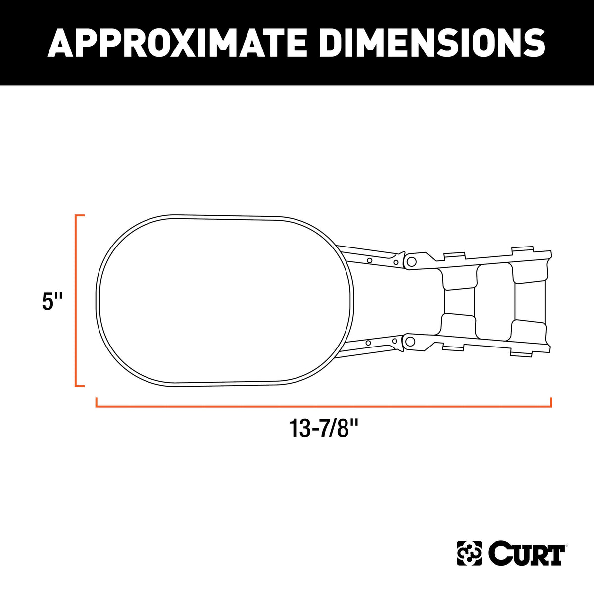 CURT 20002 5 x 7-1/2-Inch Universal Strap-On Adjustable Extendable Towing Mirror