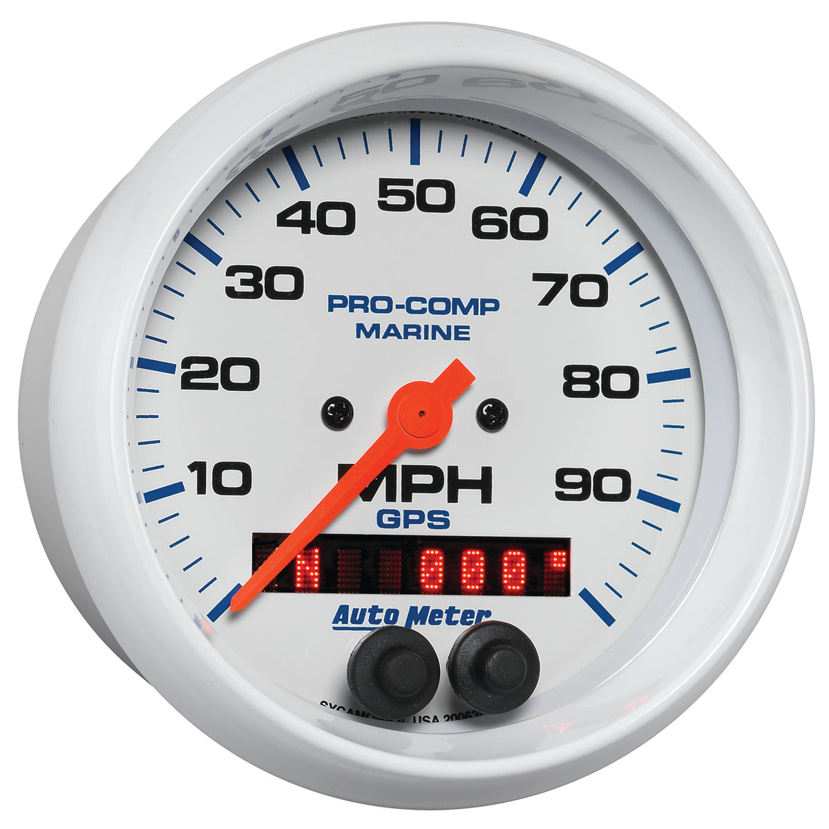 Autometer Gauge GPS Speedometer 3-3/8in 100 MPH Marine White Gauge - 200636