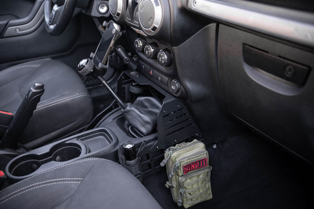 DV8 Offroad - 2007-2018 Jeep Wrangler JK | Center Console Molle Panels & Device Bridge - CCJK-01