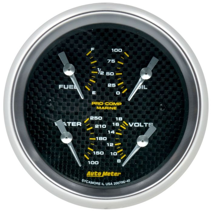 Autometer Marine Carbon Fiber 3-3/8in Gauge - 100PSI - 200706-40