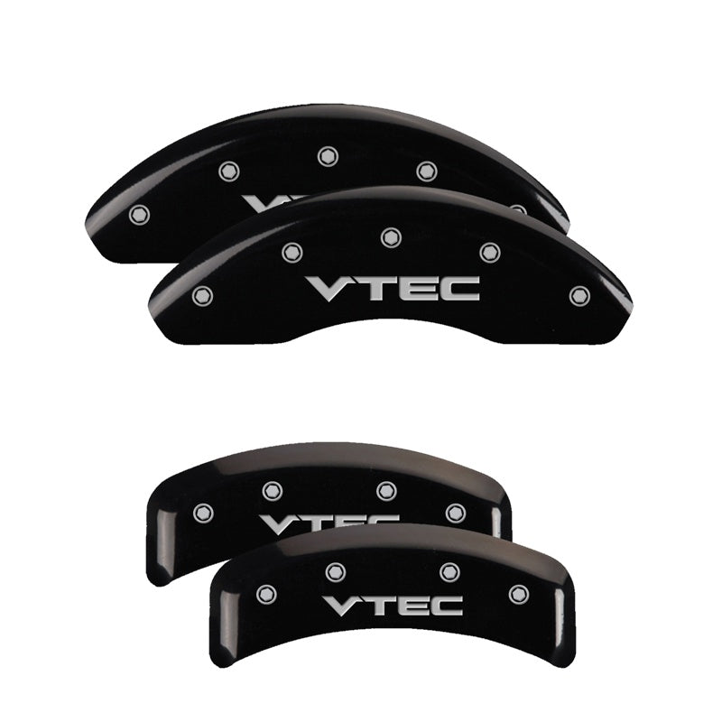 MGP 4 Caliper Covers Engraved Front &amp; Rear Vtech Black finish silver ch - 20076SVTCBK