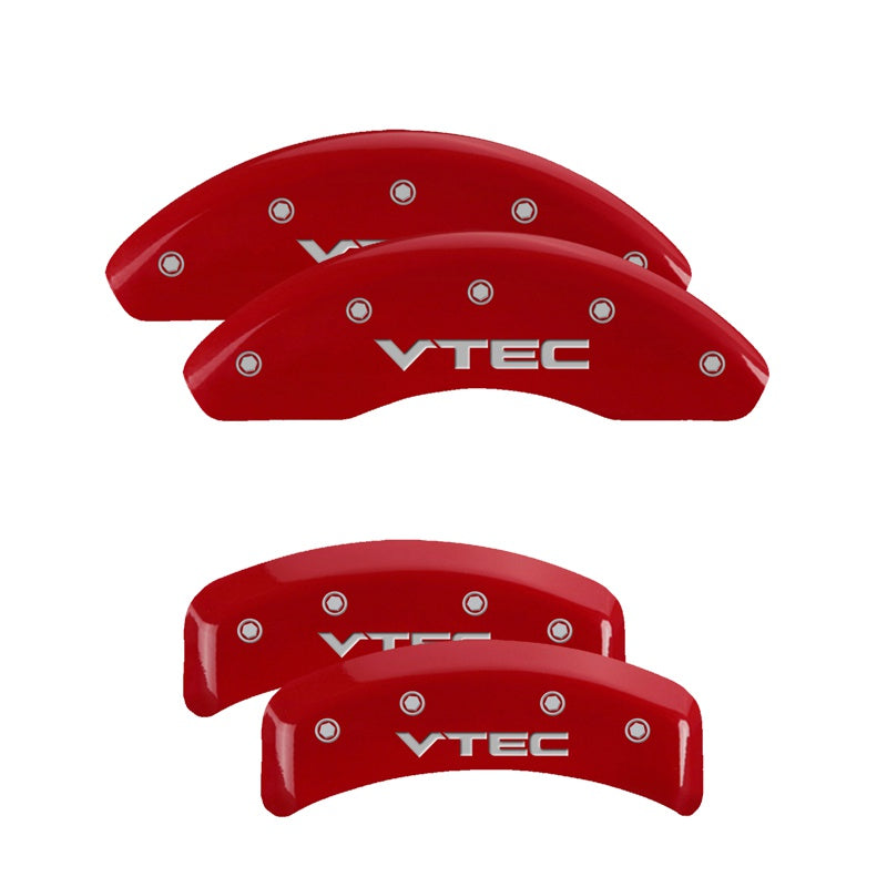 MGP 4 Caliper Covers Engraved Front &amp; Rear Vtech Red finish silver ch - 20076SVTCRD